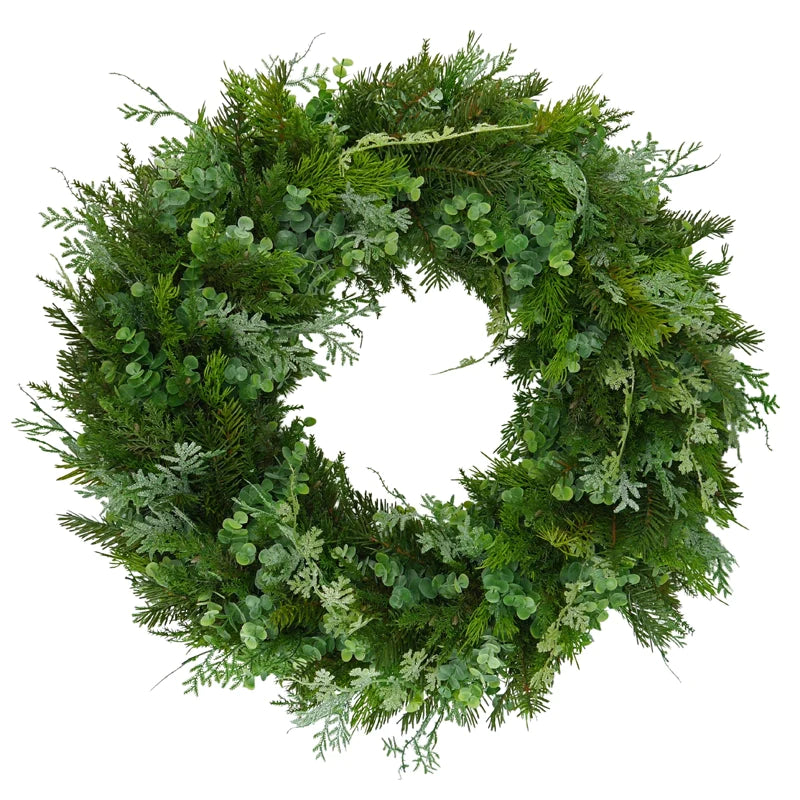 Tannenkranz mit Eukalyptus und geeister Thuja