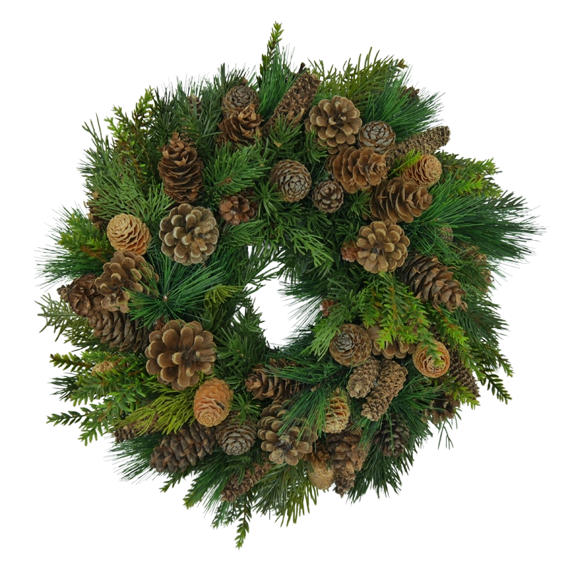Fir wreath with cones, handmade