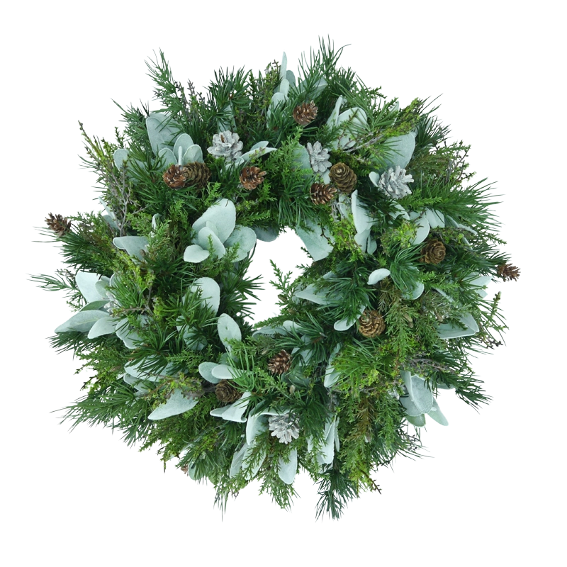 Mixed fir wreath with sage and cones
