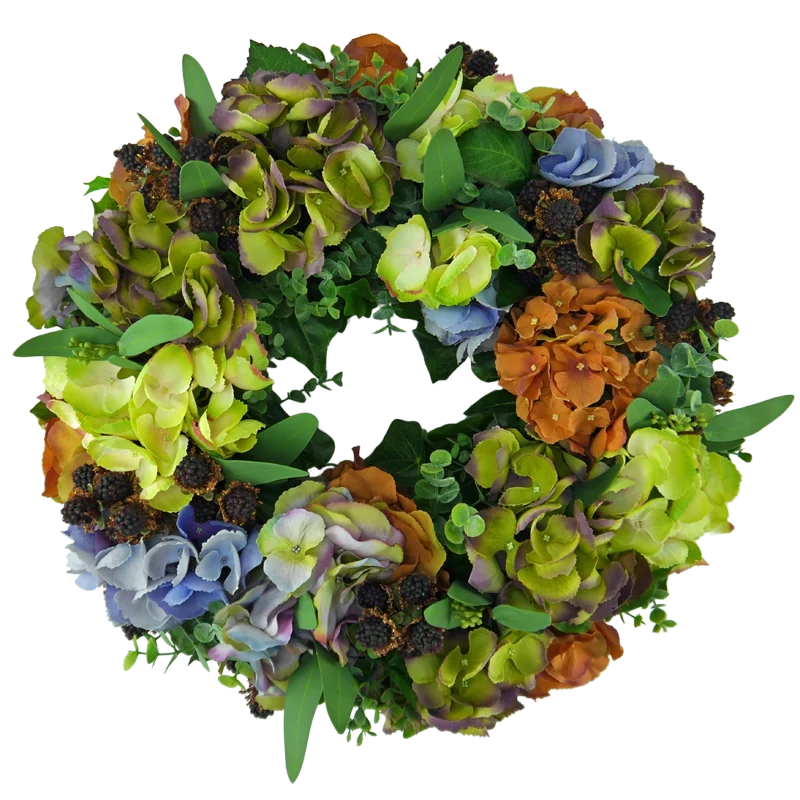Blütenkranz Hortensie mit Brombeeren