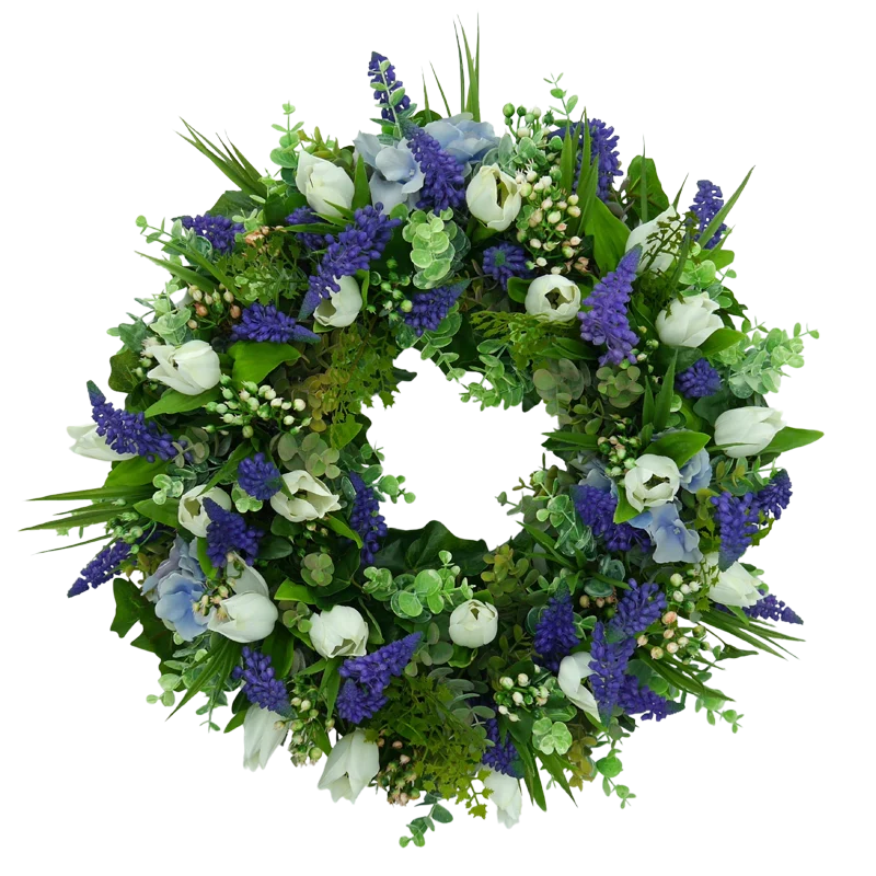 Blütenkranz Traubenhyazinthen mit Tulpen