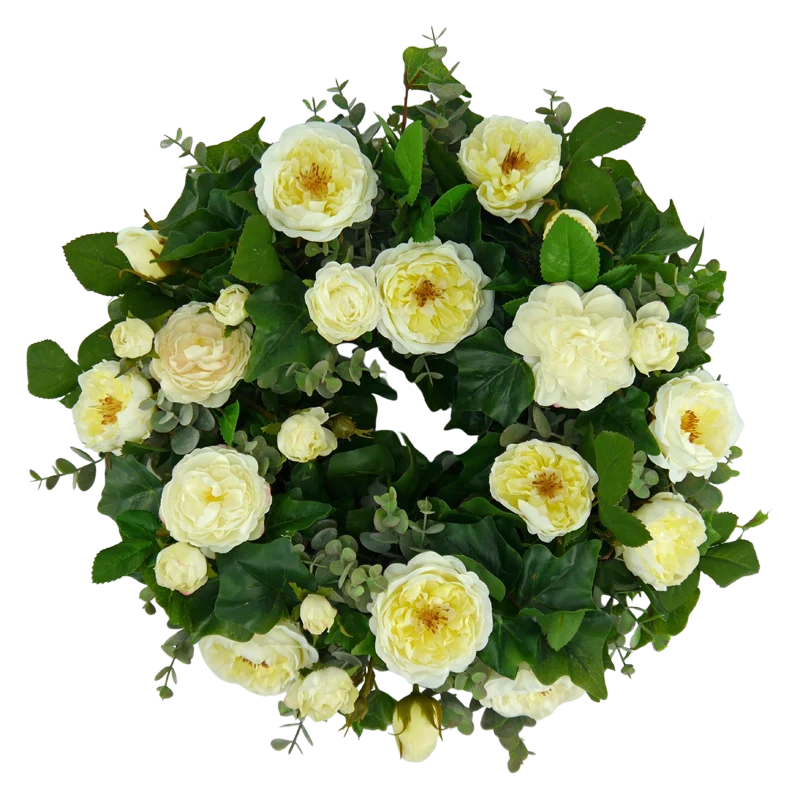 Blütenkranz gemischte Rosen mit Eukalyptus