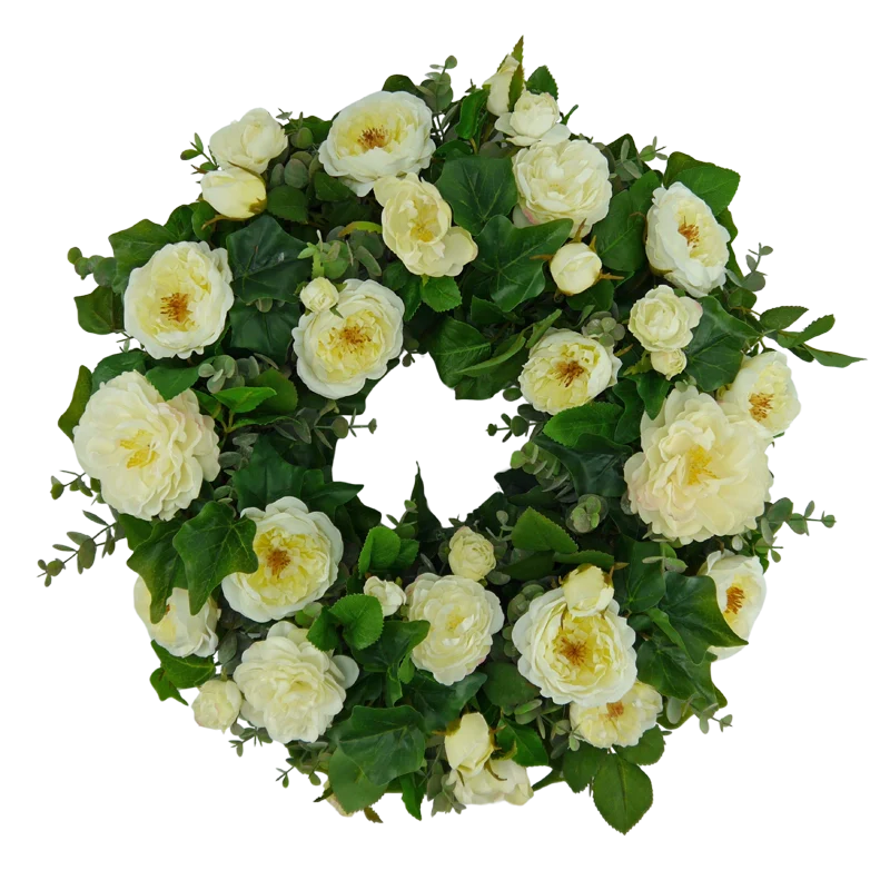 Blütenkranz gemischte Rosen mit Eukalyptus