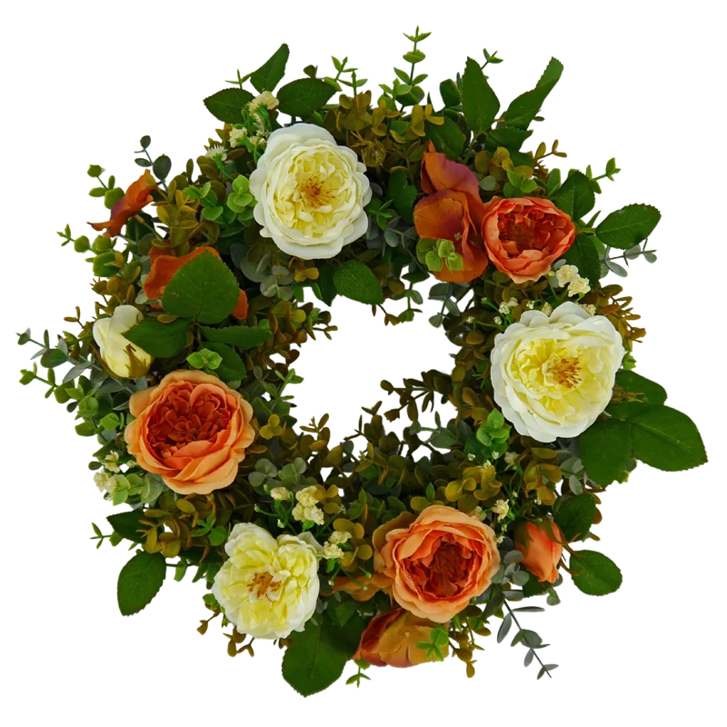 Blütenkranz Eukalyptus mit Rosen, handgewickelt