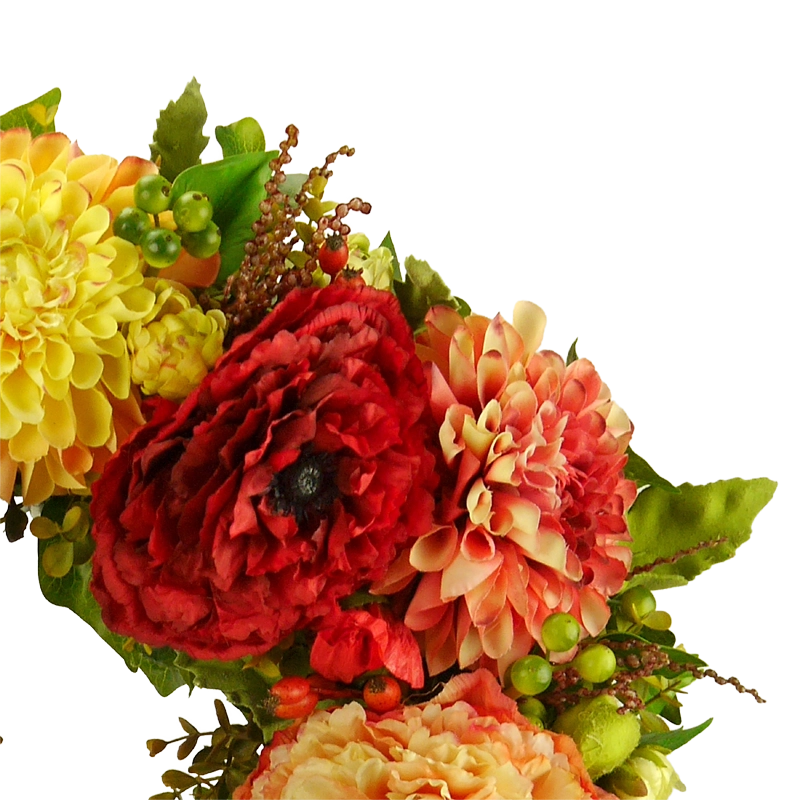 Blütenkranz gemischte Blüten, handgefertigt, Ø ca. 43 cm - bunt