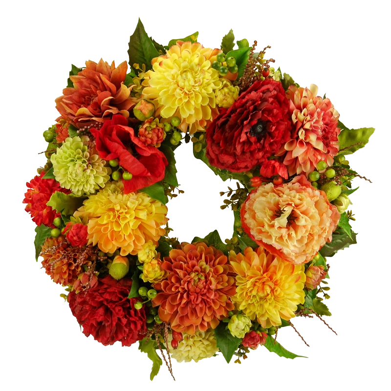 Blütenkranz gemischte Blüten, handgefertigt, Ø ca. 43 cm - bunt