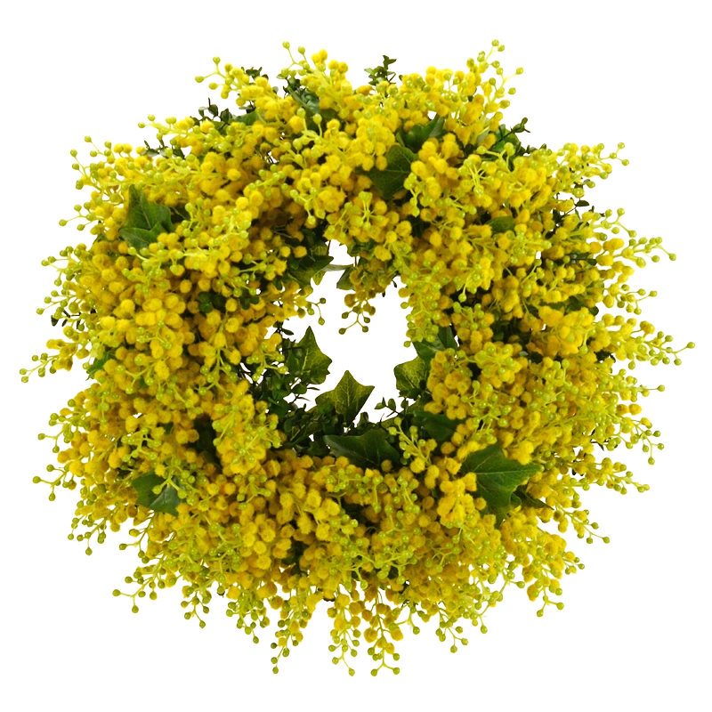 Blütenkranz Mimosen, handgefertigt, Ø ca. 45 cm - gelb