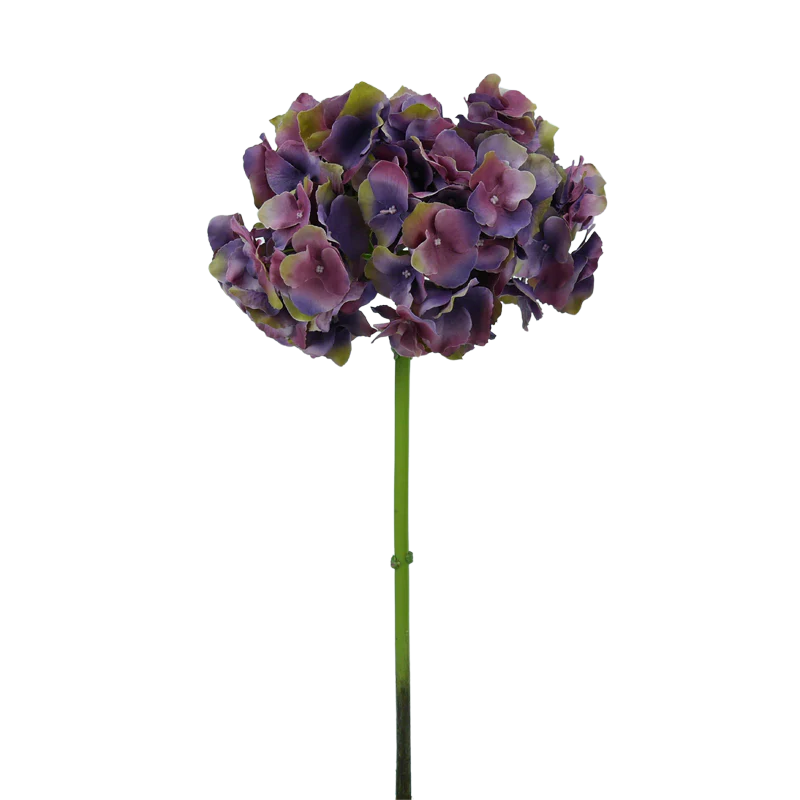 Hortensie, kurzer Stiel, 47 cm - lila/grün