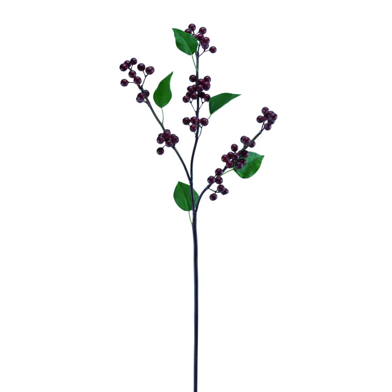 Ast mit Beeren und Blättern, 92 cm - rot