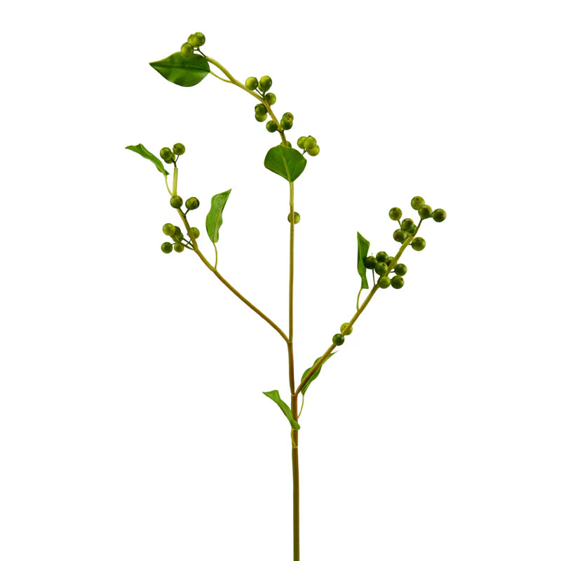 Ast mit Beeren und Blättern, 92 cm - grün