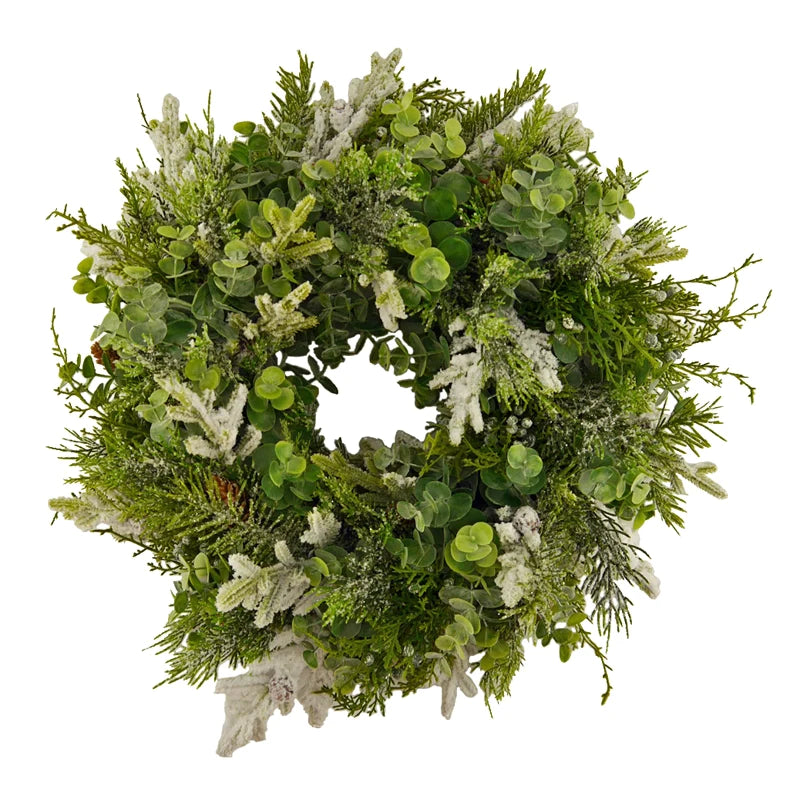 Wreath with snow fir and eucalyptus