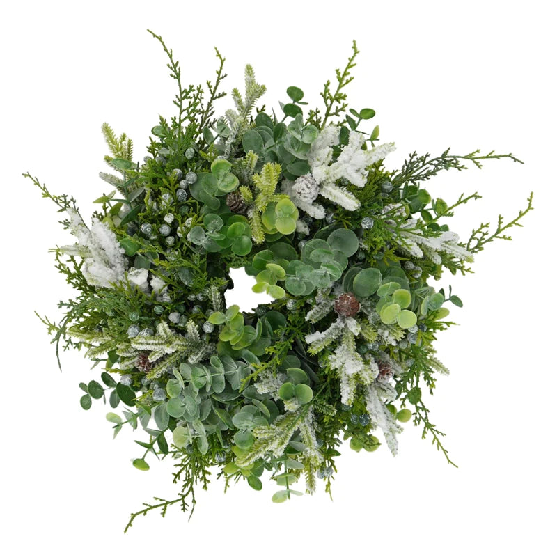 Wreath with snow fir and eucalyptus