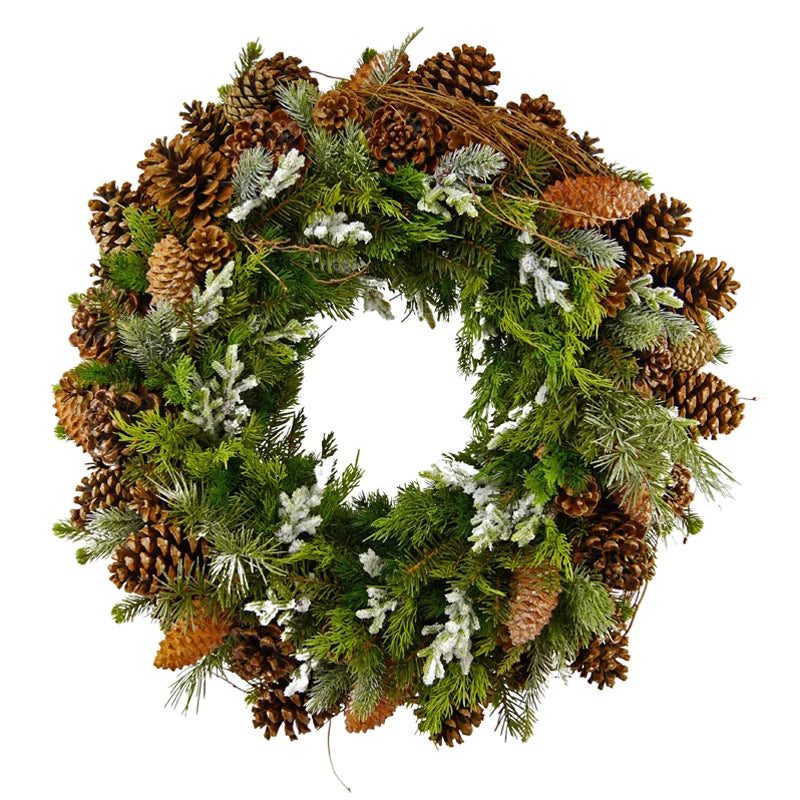 Fir wreath with snow fir and cones