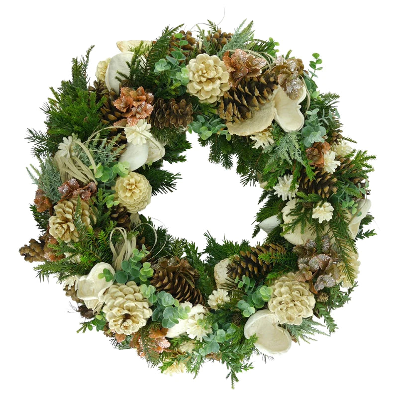 Fir wreath with cones and tree mushrooms