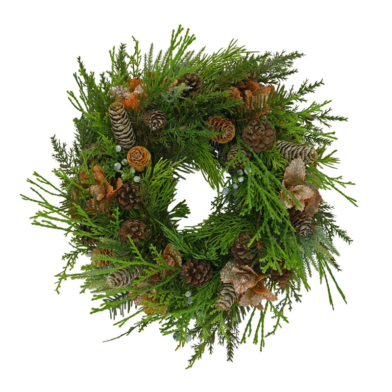 Fir wreath with cones and ginkgo