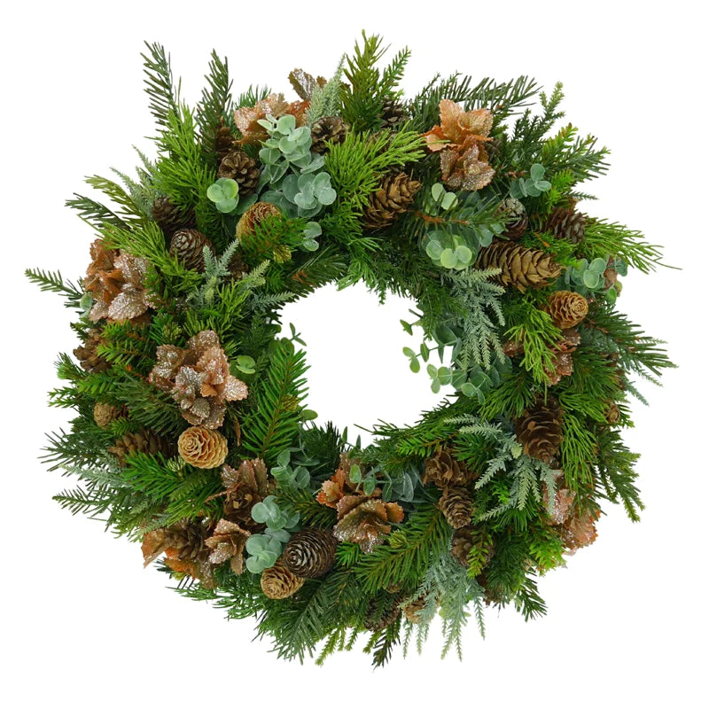 Fir wreath with cones and ginkgo