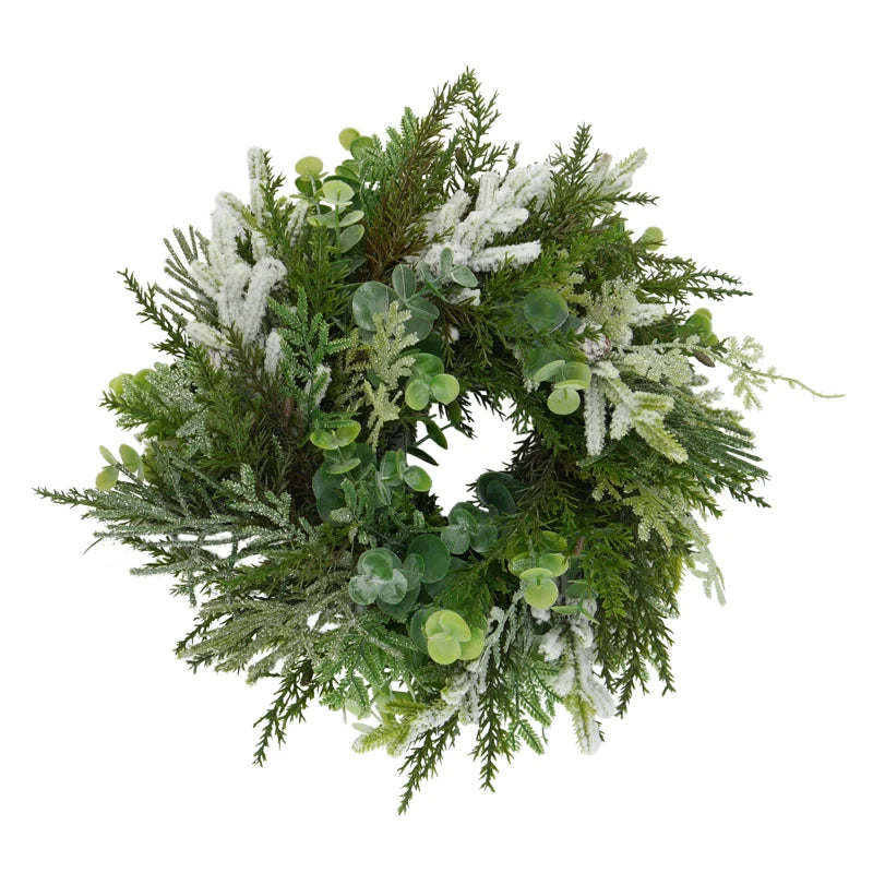 Eucalyptus wreath with snow fir and thuja