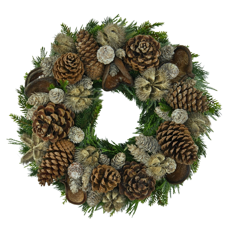 fir wreath with cones and chestnuts