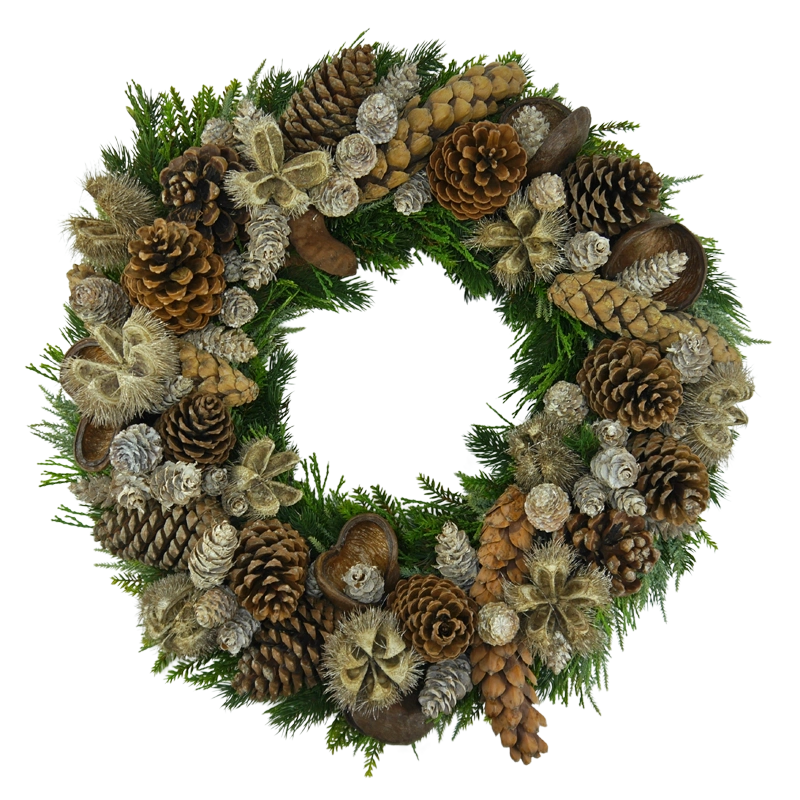 fir wreath with cones and chestnuts