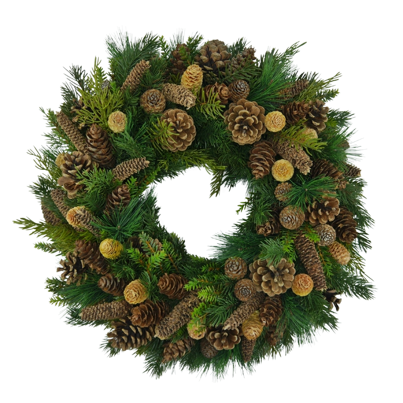 Fir wreath with cones, handmade