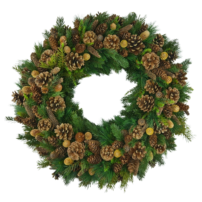 Fir wreath with cones, handmade