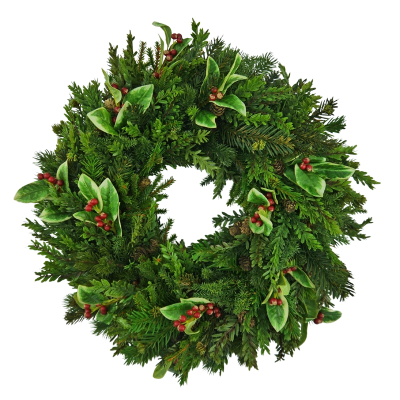 Mixed fir wreath with red berries