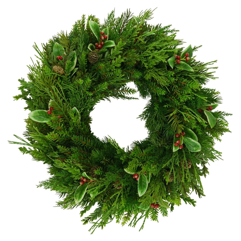 Mixed fir wreath with red berries