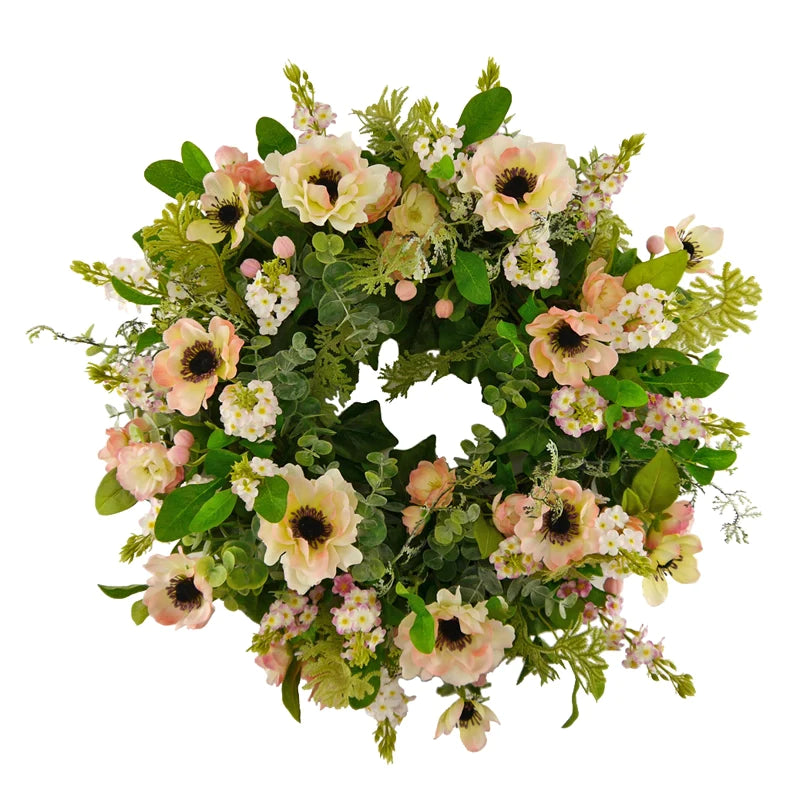 Flower wreath summer anemone with forget-me-nots