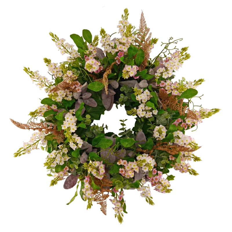 Forget-me-not flower wreath with fern