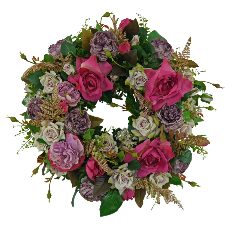 Flower wreath of mixed roses
