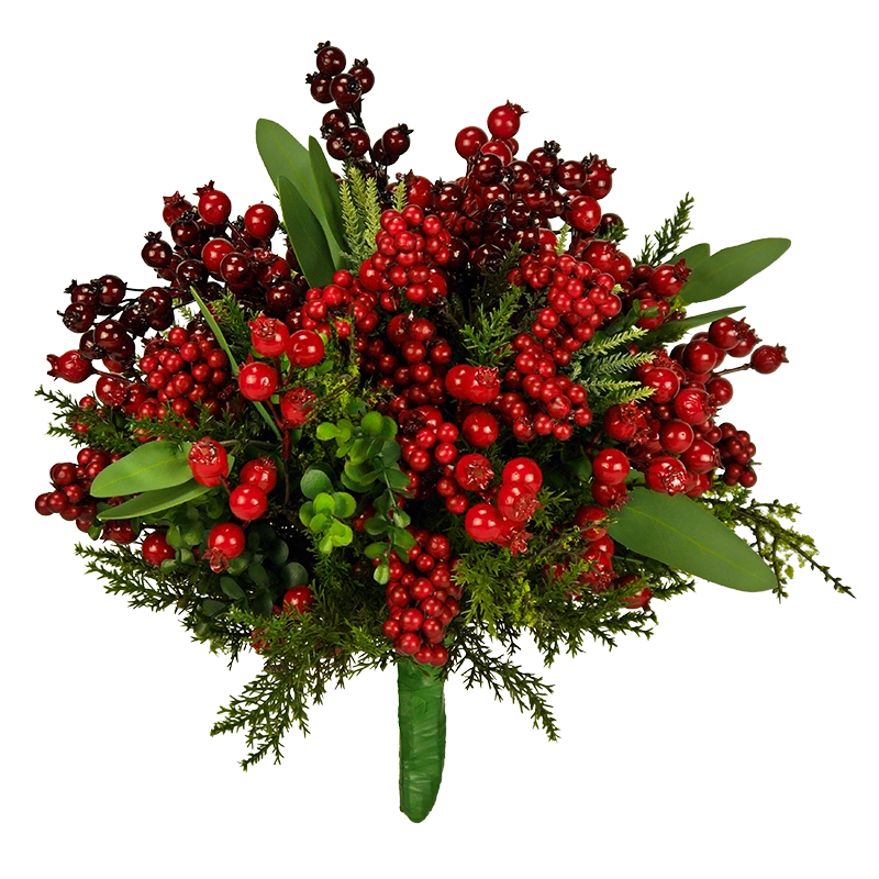 Strauß, gemischte Beeren mit Tanne und Eukalyptus