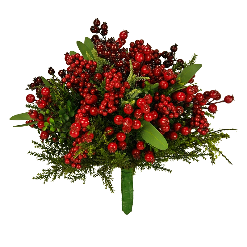 Strauß, gemischte Beeren mit Tanne und Eukalyptus